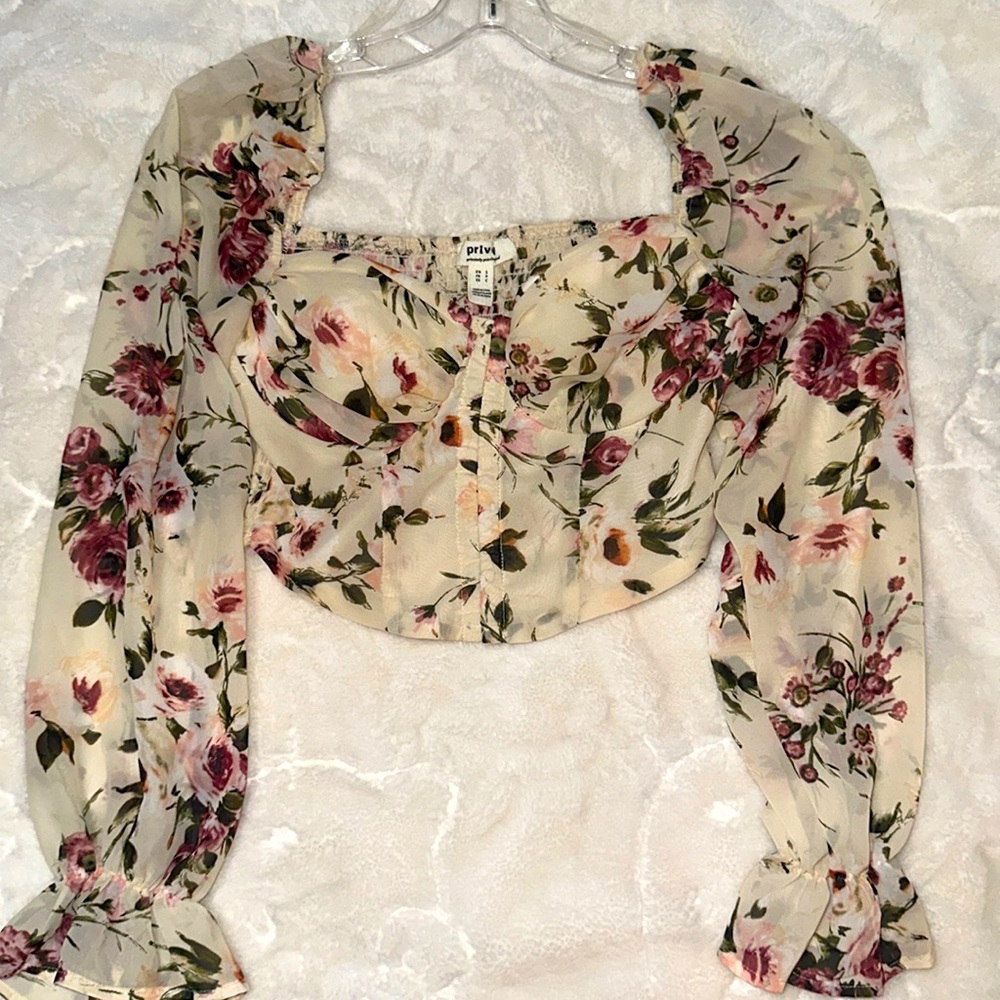Floral Corset long sleeve top